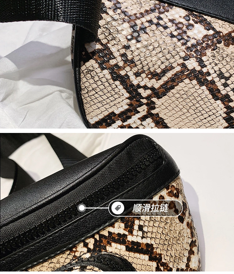 Large Capacity Modern Fashion Embossed Logo Stylish Crossbody Belt Bum Bag Python Pattern Women Ladies Fanny Pack Waterproof Waist Bag