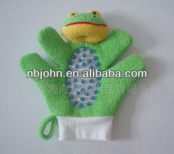 cartoon frog bath mitt with massager