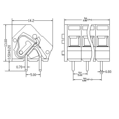 AT111-5.0／5.08XXX-AB PCB Spring Terminal Block Pitch5.0／85.0 