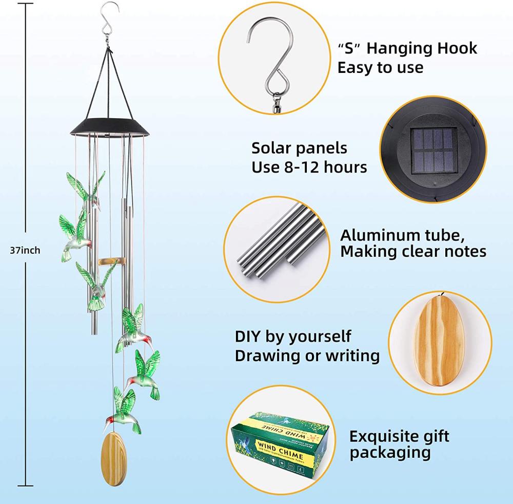 Hummingbird Solar Wind chimes สำหรับภายนอก