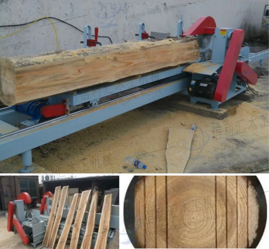 on-Site Installation Test Machine Log Push Table Saw Small Professional Production Roundwood Woodworking Mechanical Table Saw Fabrication Plate