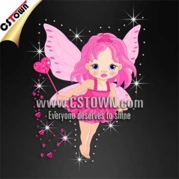 Pink Fairy Wholesale Iron on Rhinestone Heat Transfer