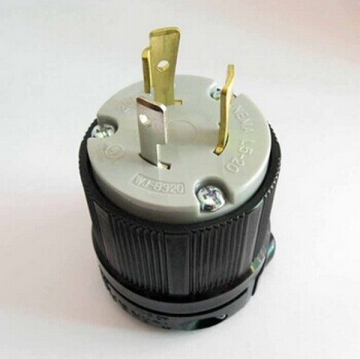 Straight Blade Angle Plug Industrial Grade NEMA 5-20P Grounding Black Plug