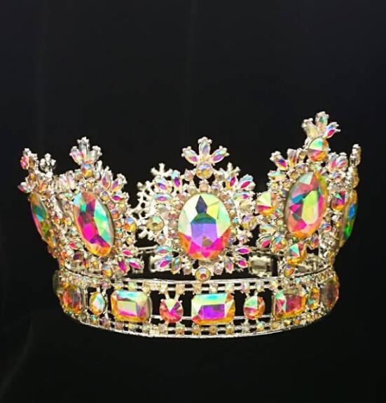 3.9 Inch Full AB Stone Round Rhinestone Tiara