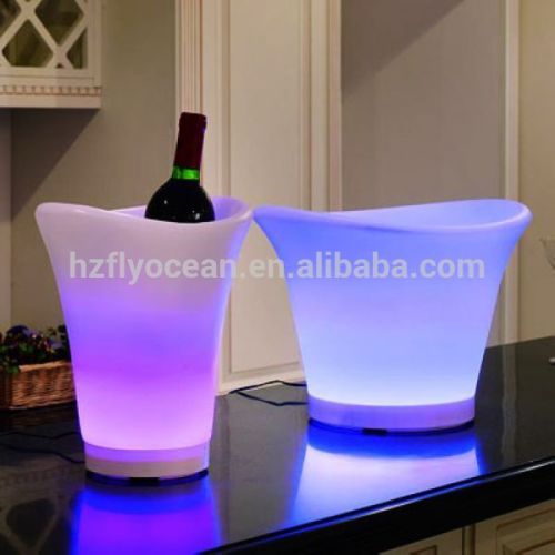 FO-9537 LED Wine Holder with Leather, Plastic Beer Bucket, Wine Cooler