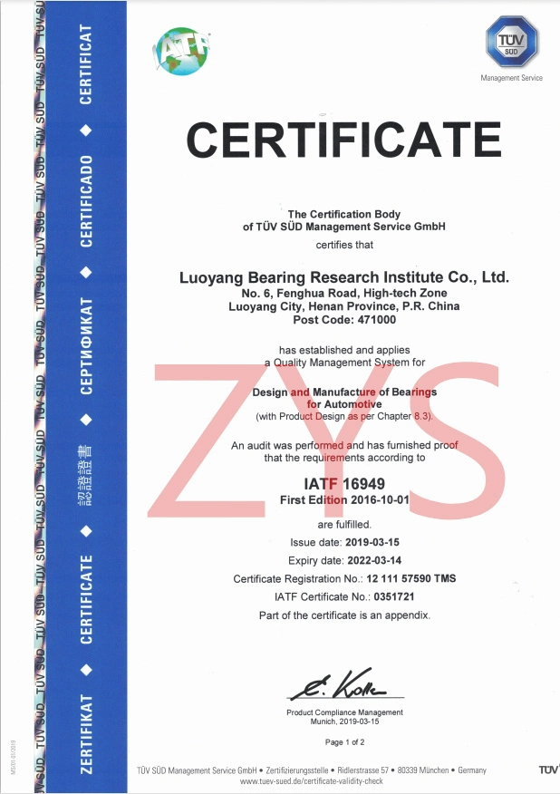 Zys Motorcycle Spare Parts Taper Roller Bearing 32221 with ISO 9001 Certificate