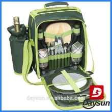Duet green picnic bag wine holder 2 person picnic shoulder bag