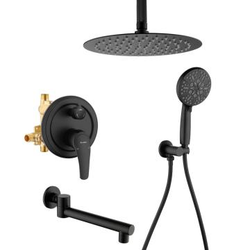 Brass Bathroom System Black Shower Set