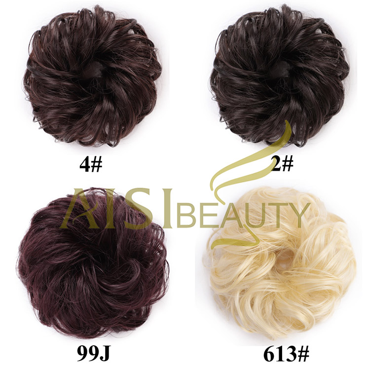 Aisi Beauty Popular Cheap Price Multi Color Synthetic Curly Messy Donut Chignon Bun Elastic Rope Rubber Band Hair Extension