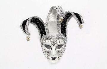 Traditional Decorative Full Face Venetian Masks Wall Art , Black &amp; Silver