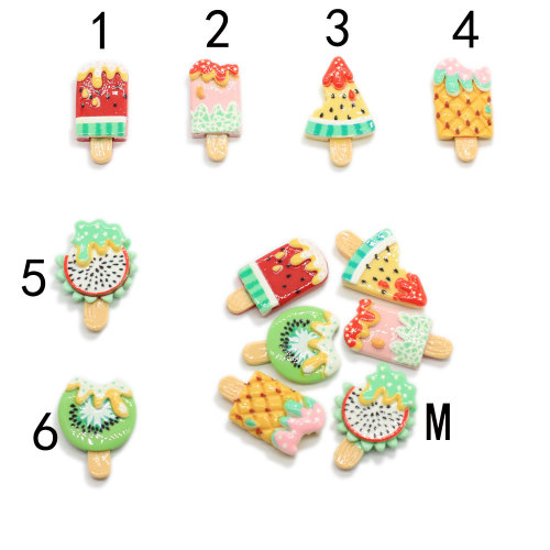 Carino Planar Flatback Fruit Popsicle Kiwi Pitaya Perline in resina per accessori per gioielli per bambini