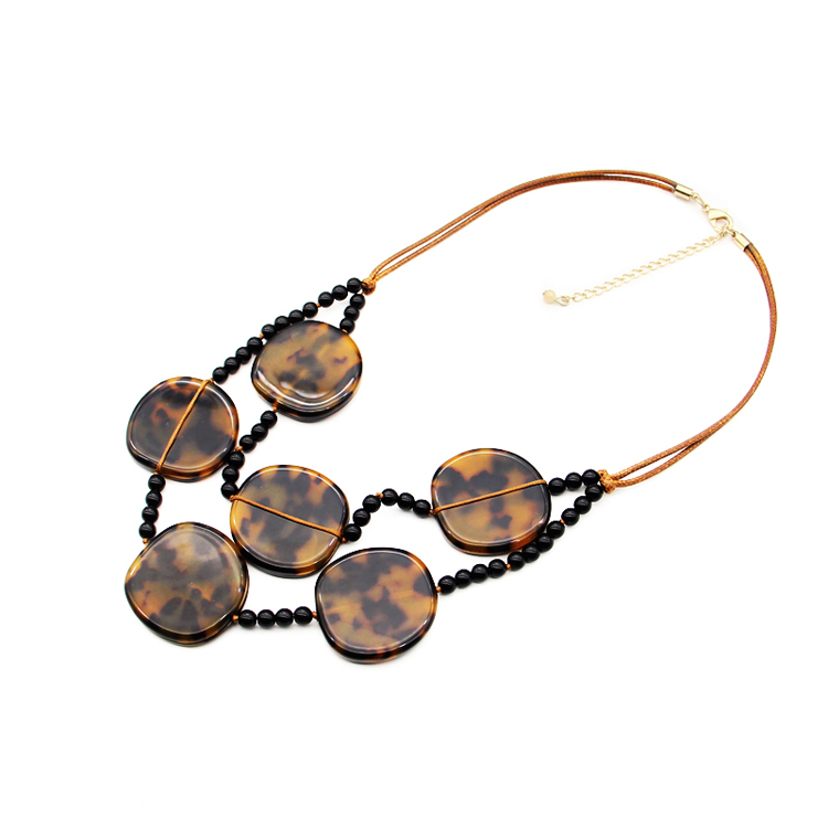 Wholesale turtle shell acrylic beads chain for women acrylic resin long leopard necklace