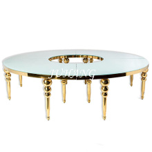 S Shape Gold Stainless Steel Frame MDF Top Serpentine Wedding Table