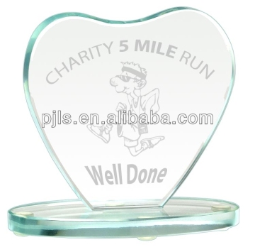 glass heart award,heart shaped glass award