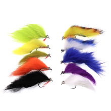 Olive Black White Green Rabbit Hair Zonker Streamer Flies for Trout, Salmon, Striped Bass