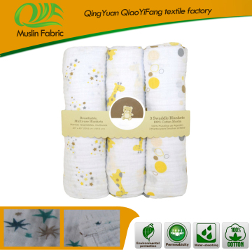 organic cotton gots muslin swaddle custom printed blankets