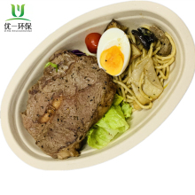 Bio-Degradable sugarcane bagasse Oval bowl with lid