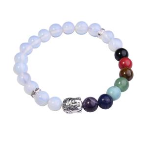 Opal Bracelet Buddha 7 Chakra Gemstone Alloy Beads Jewelry