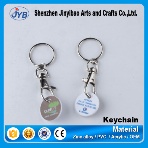 cheap price custom logo metal trolley coin holder keychain maker