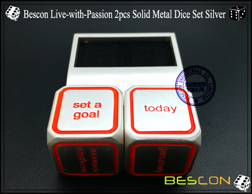 Bescon Live-with-Passion 2pcs Solid Metal Dice Set Silver-4