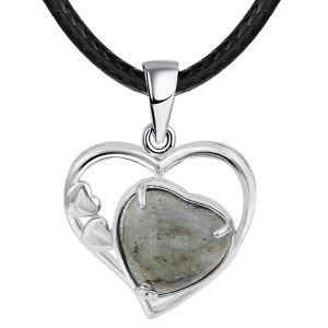 Labradorita amor Heart Birthstone colgantes de piedras preciosas para mujeres