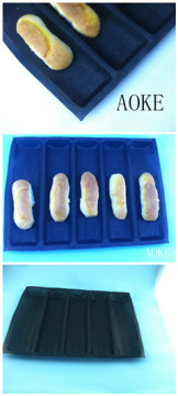 silicone perforated Bread Baking Forms 5 channels Sub roll bread baking tray woven glass fabric bread mold
