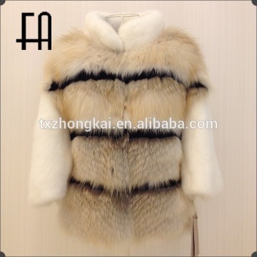 Factory directly wholesale price stylish fox stripe fur coat/fox fur coat/fox fur garment