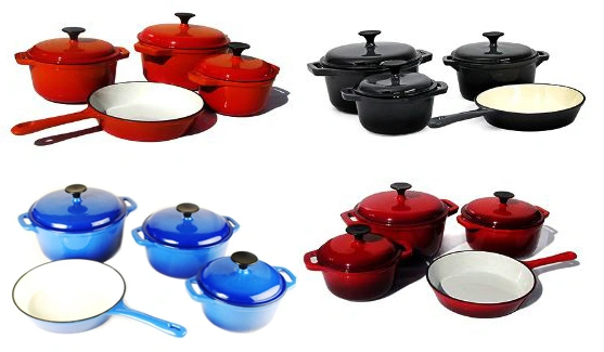 4PCS Enamel Cast Iron Cookware Set in Four Colors