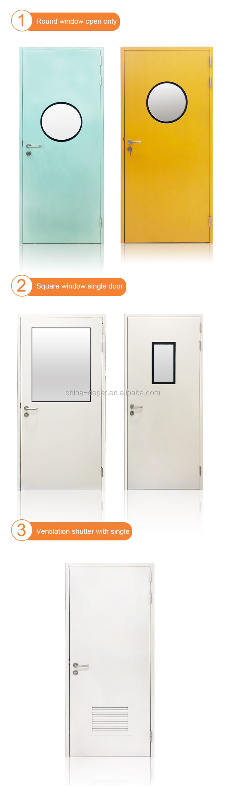 1.0 stainless steel plate door leaf material steel single door for hospital patient room