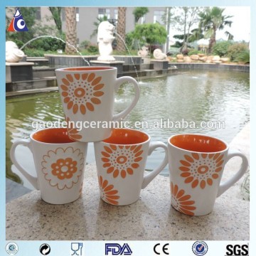 Color inside mug with hand paint flower