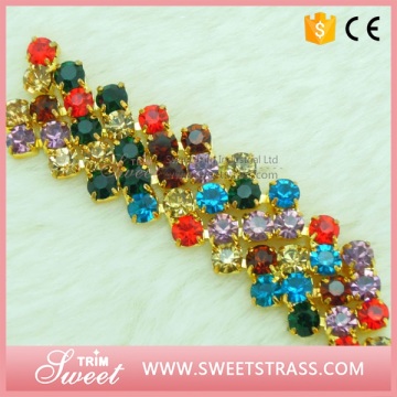factory work colorful rhinestone golded cup chain of dress ornament
