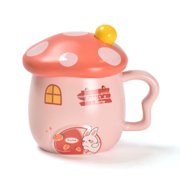 Keramik 3D Red Mushroom kaffemugg med lock