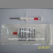 Syringe with glass tag