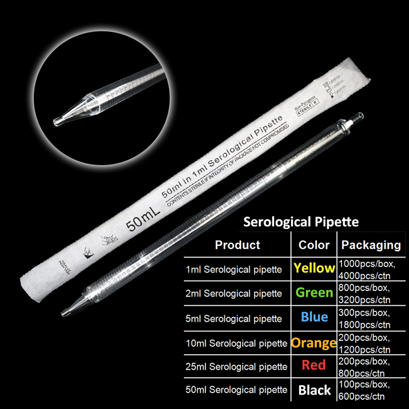 Laboratory Plastic Sterile Individual Wrapped 5ml 10ml 25ml 50ml Serological Pipette