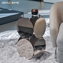 Elegant Double-Circle Stainless Steel Side Table Custom Size