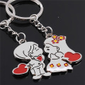 Aangepaste metalen cartoonpaarliefhebber Keyring