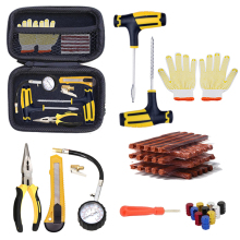 Car Tire Repair Kit: Puncture Plug Tools & Emergency Tyre Repair Kit for Tire Strips, Glue & Tools