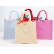 Quality linen handbag with ribbon bow wholesale