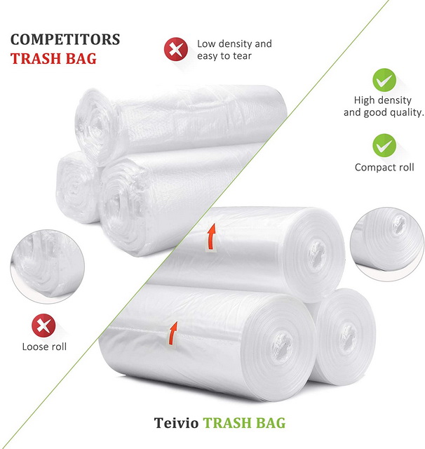 Biodegradable Plastic Continuous Roll Garbage Trash Bag Home Kitchen