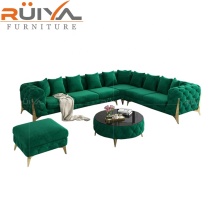High Quality Velvet Sectional Sofas with Tufted Button Upholstery