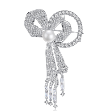 New Arrival HYH Haute 5A Zircon Bowknot Wedding Party Suit Accessory Brooch