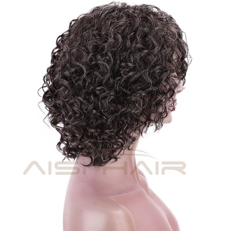 Aisi Hair New Design For Black Women Human Hair 100% Brazilian Hair Afro Kinky Curly Mixed Gray Brown Wig