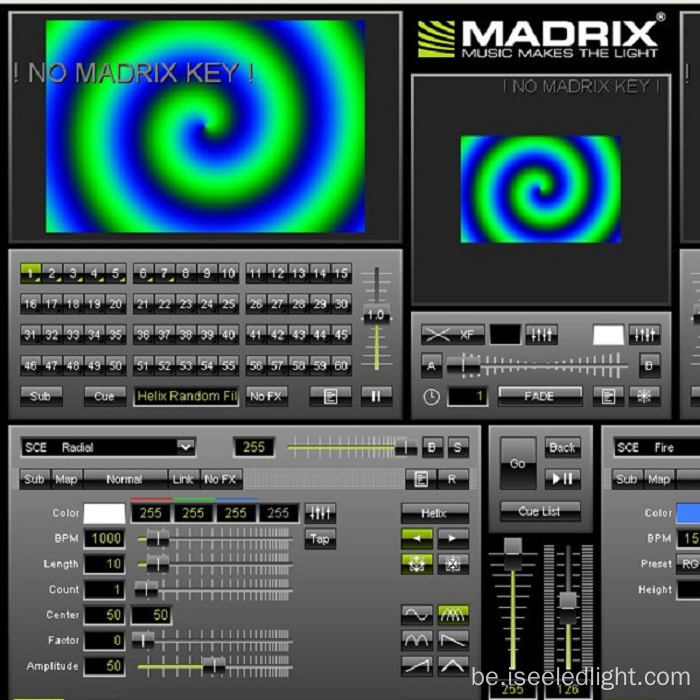 Асноўны ключ Madrix для асвятлення клуба DMX