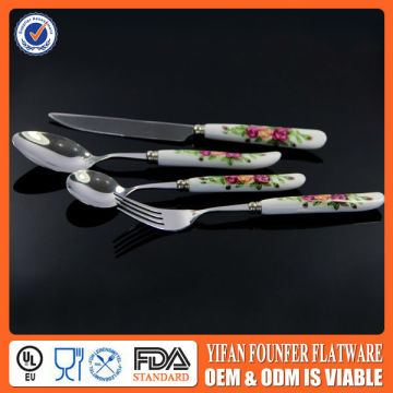 elegant Chinese style spoon and fork/ceramic handle cutlery/serving cutlery