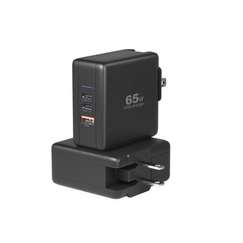 Electronics Products Gan Charger 65W 3 Port USB C Quick Charge 4.0 PD Fast Charge Travel Charger