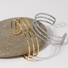 Stainless Steel Hollow Waterproof Simple Gold Bangles