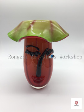 Human Face Vase Glass Sculpture
