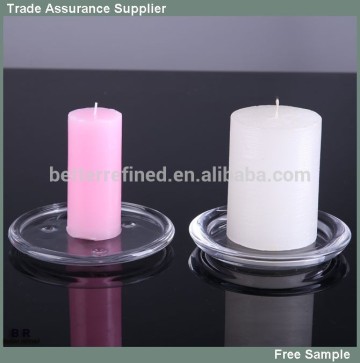 Transparent round glass candle plate