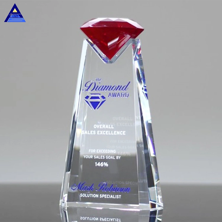 Clear Crystal Trophy Plaques Awards LED Painting Les Crushed Diamond Plaque