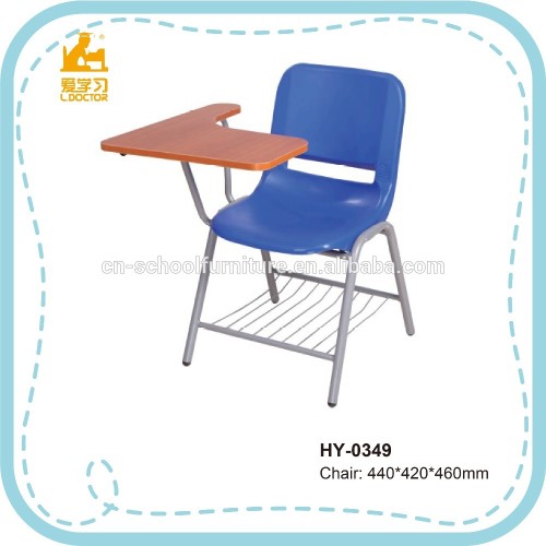 Commercial furnitrue plastic wooden table student chair with writing tablet